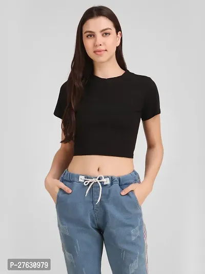 Uniqlive plain crop cotton blend bra panty set for girls-thumb0