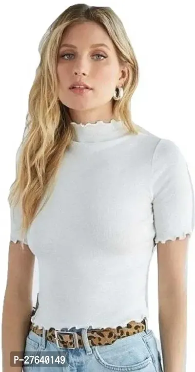 Uniqlive ruffle designer cotton blend white top for girls and women's