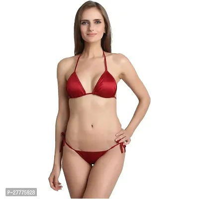 Stylish Red Nylon Spandex Lingerie Set For Women-thumb0