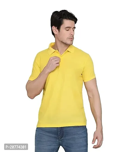 Stylish Fancy Cotton Blend Solid Polos T-Shirts For Men-thumb0