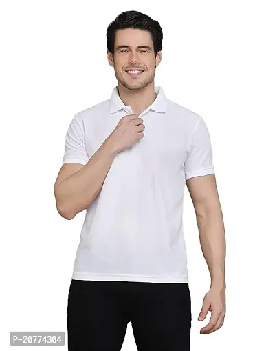 Stylish Fancy Cotton Blend Solid Polos T-Shirts For Men