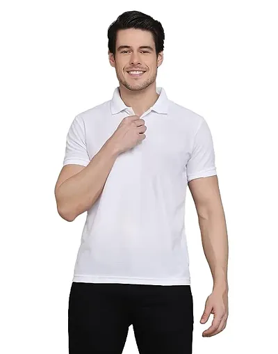 Stylish Fancy Blend Solid Polos T-Shirts For Men