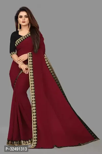 New Trending Plain Georgette Saree For Partywear-thumb0