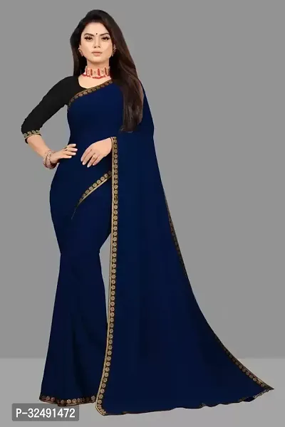 New Trending Plain Georgette Saree For Partywear-thumb0