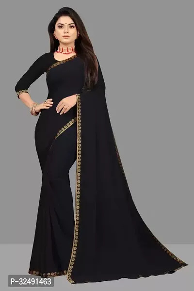 New Trending Plain Georgette Saree For Partywear-thumb0