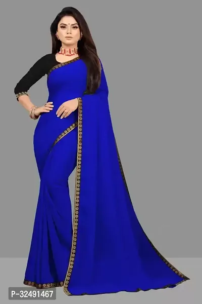 New Trending Plain Georgette Saree For Partywear-thumb0