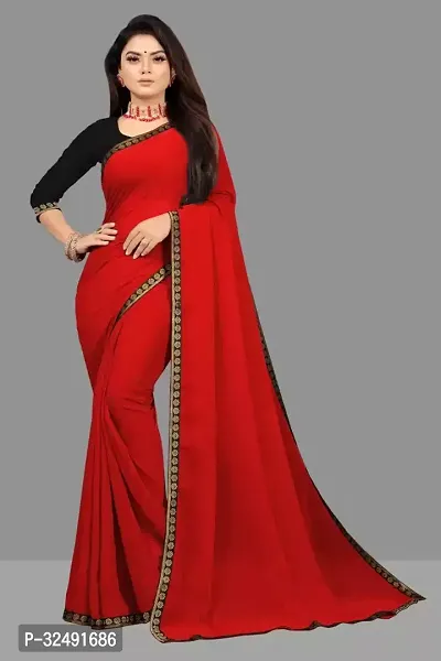 New Trending Plain Georgette Saree For Partywear-thumb0