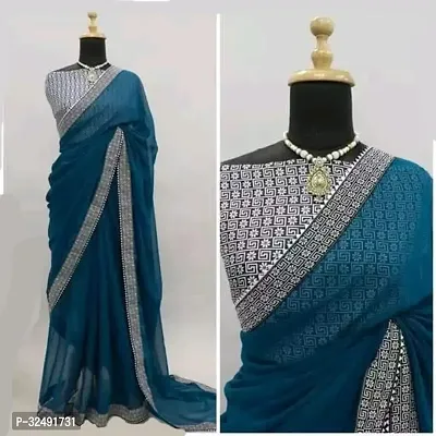 New Trending Plain Georgette Saree For Partywear-thumb0