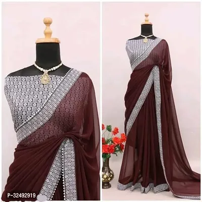 New Trending Plain Georgette Saree For Partywear-thumb0