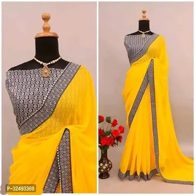 New Trending Plain Georgette Saree For Partywear-thumb0