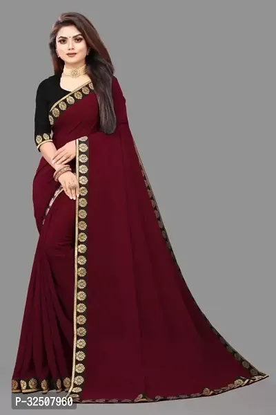 New Trending Plain Georgette Saree For Partywear-thumb0