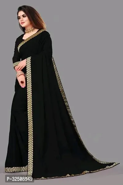 New Trending Plain with heavy maharani lace border Georgette Saree For Partywear-thumb3