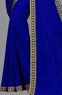 New Trending Plain with heavy maharani lace border Georgette Saree For Partywear-thumb2