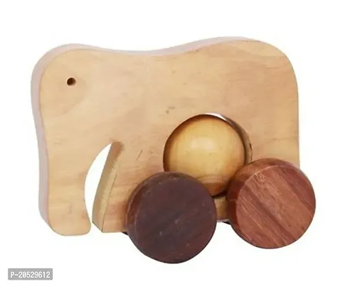 Wooden Moving Toy Elephant With Wheels - For Kids Home Deacute;cor