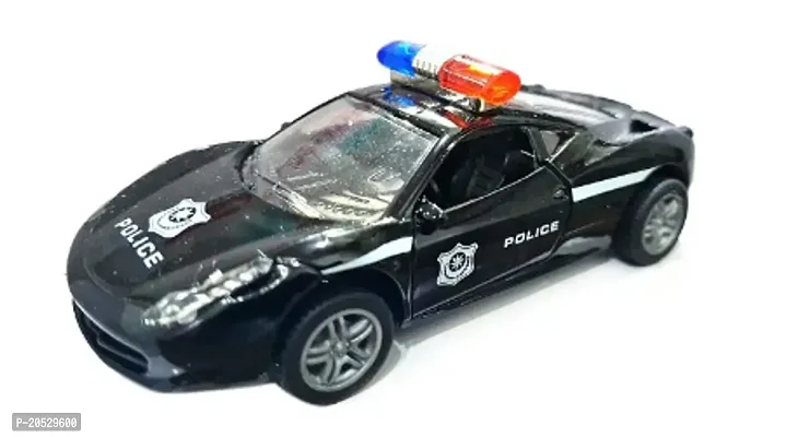 4.5 Inches , Mini Pull Back Metal Diecast Police Sports Car With Front Doors-thumb0