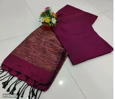 Stylish Fancy Khadi Cotton Saree With Blouse Piece For Women-thumb0