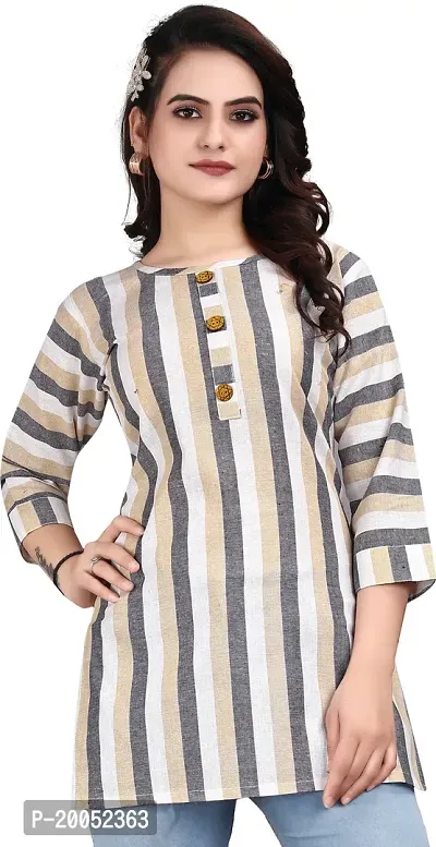 Trendy Straight Grey Striped Khadi Cotton Kurta-thumb4