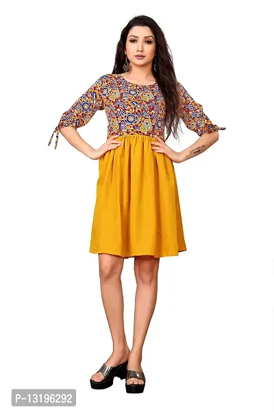 Women Fit and Flare Yellow Dress (XX-Large, Yellow)