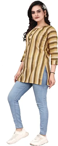 Trendy Straight Yellow Striped Khadi Cotton Kurta-thumb4