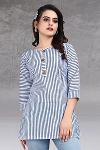 Trendy Straight Blue Striped Khadi Cotton Kurta-thumb3