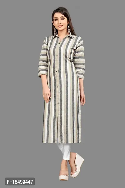 Women Stylish  Striped Khadi Cotton Kurta