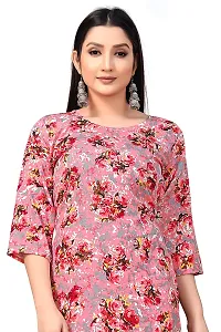 Women Floral Print Crepe Straight Kurta (Pink)-thumb2