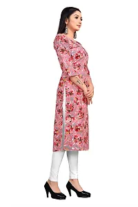 Women Floral Print Crepe Straight Kurta (Pink)-thumb3