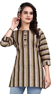 Trendy Straight Brown Striped Khadi Cotton Kurta-thumb3