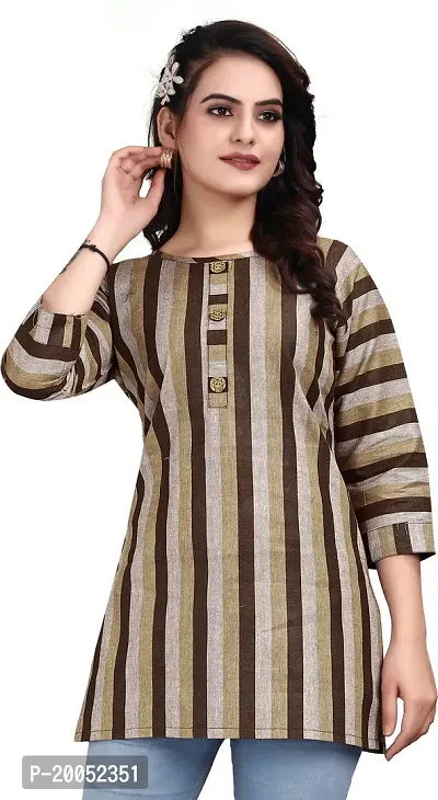 Trendy Straight Brown Striped Khadi Cotton Kurta-thumb4