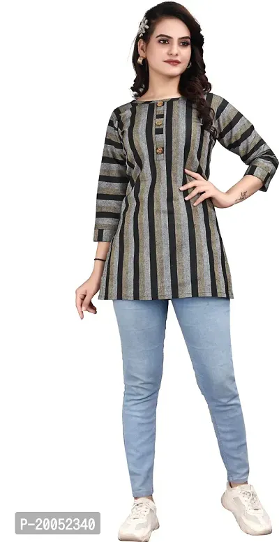 Trendy Straight Black Striped Khadi Cotton Kurta-thumb0