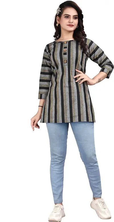 Trendy Straight Striped Khadi Cotton Kurta