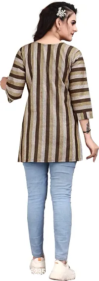 Trendy Straight Brown Striped Khadi Cotton Kurta-thumb2