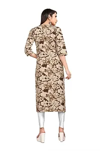 Women Stitched Floral Print Crepe Straight Kurti (Grey Coffee Multicolor) (Medium)-thumb1