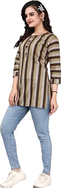 Trendy Straight Brown Striped Khadi Cotton Kurta-thumb4