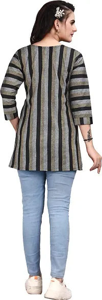 Trendy Straight Black Striped Khadi Cotton Kurta-thumb1