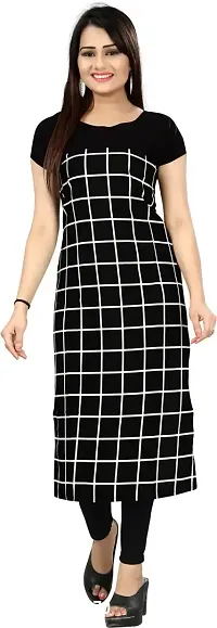 Stylish Straight Checked Crepe Kurta For Women