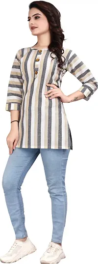 Trendy Straight Grey Striped Khadi Cotton Kurta-thumb4