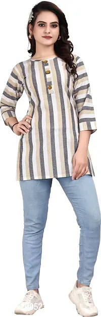 Trendy Straight Grey Striped Khadi Cotton Kurta
