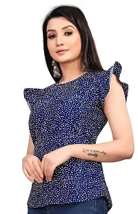 Party Flared Sleeves Printed Women Blue Top (X-Large, Blue)-thumb2