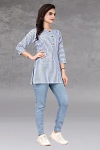 Trendy Straight Blue Striped Khadi Cotton Kurta-thumb2