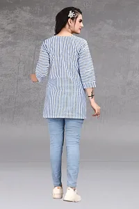 Trendy Straight Blue Striped Khadi Cotton Kurta-thumb1