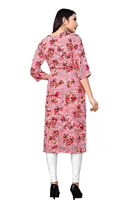 Women Floral Print Crepe Straight Kurta (Pink)-thumb1