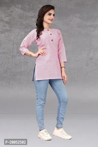 Trendy Straight Pink Striped Khadi Cotton Kurta-thumb3