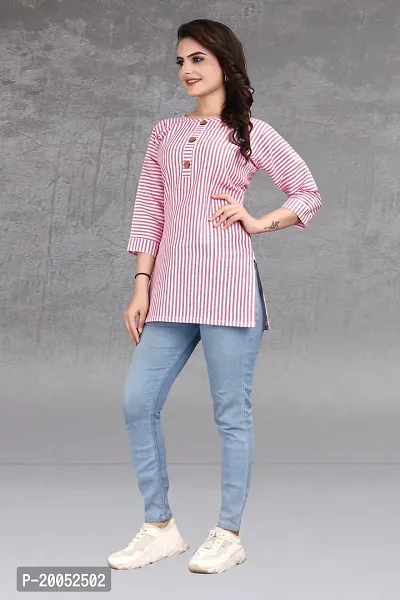 Trendy Straight Pink Striped Khadi Cotton Kurta-thumb5