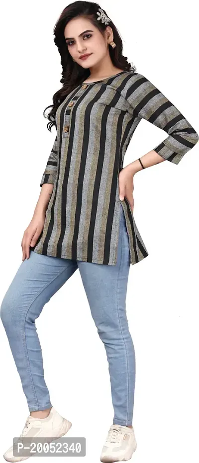 Trendy Straight Black Striped Khadi Cotton Kurta-thumb5