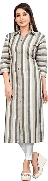 Stylish Straight Printed Khadi Cotton Kurta For Women