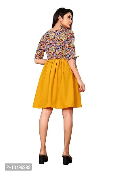 Women Fit and Flare Yellow Dress (XX-Large, Yellow)-thumb2