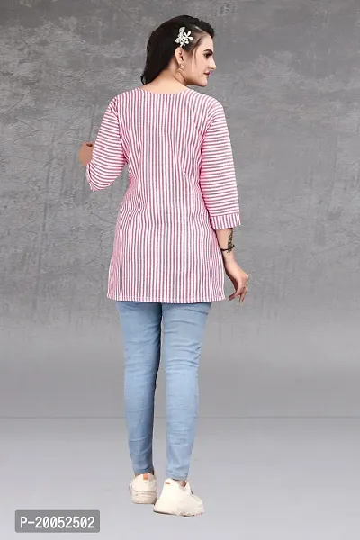 Trendy Straight Pink Striped Khadi Cotton Kurta-thumb2