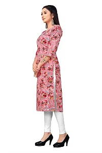 Women Floral Print Crepe Straight Kurta (Pink)-thumb4