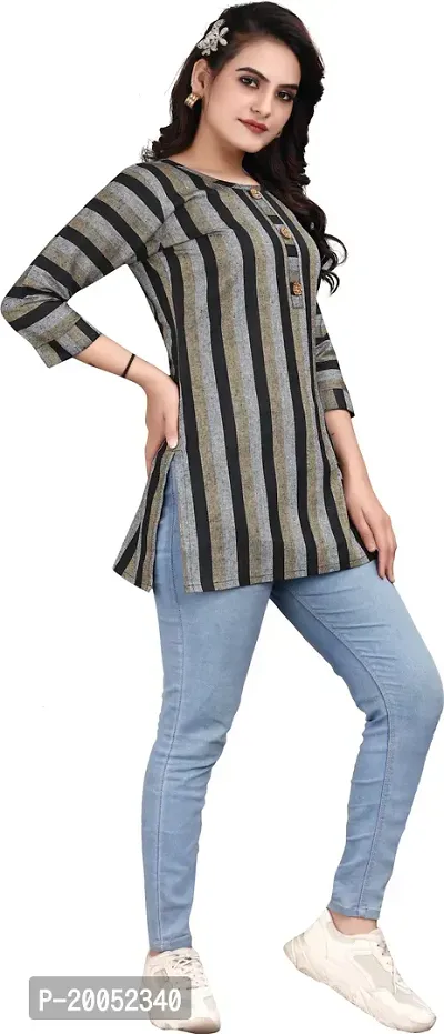 Trendy Straight Black Striped Khadi Cotton Kurta-thumb3